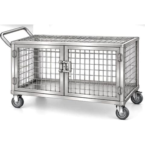 Closed and lockable cage trolley made by Neelansh Equipments & Machines, Pune