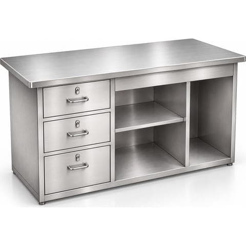 Table with storage made by Neelansh Equipments & Machines, Pune