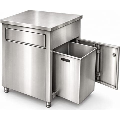 Waste bin with cabinet made by Neelansh Equipments & Machines, Pune