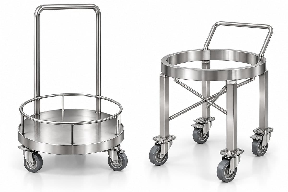 SS Cylinder Trolley & SS Vessel Trolley made by Neelansh Equipments & Machines, Pune