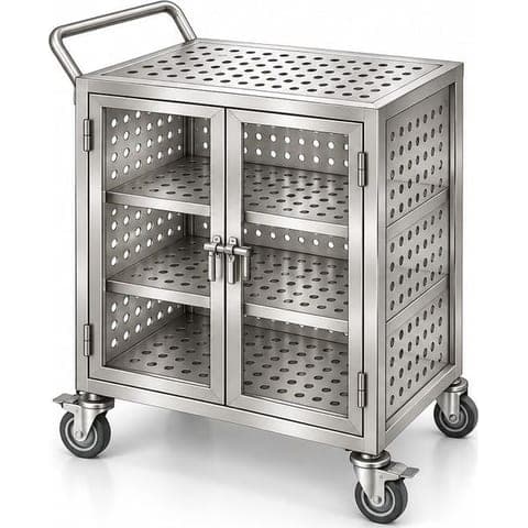 Compact perforated trolley made by Neelansh Equipments & Machines, Pune
