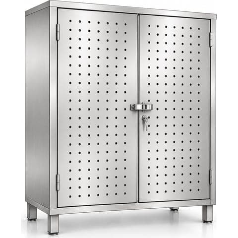 Cupboard with perforation made by Neelansh Equipments & Machines, Pune