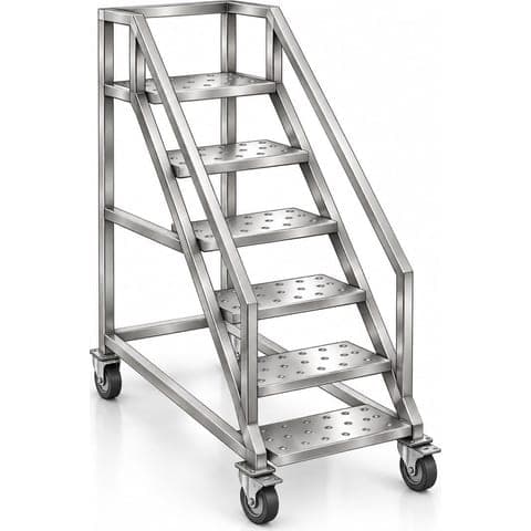 Heavy-duty mobile step ladder made by Neelansh Equipments & Machines, Pune