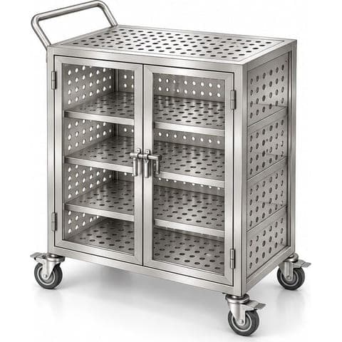 Heavy-duty large-capacity perforated trolley made by Neelansh Equipments & Machines, Pune